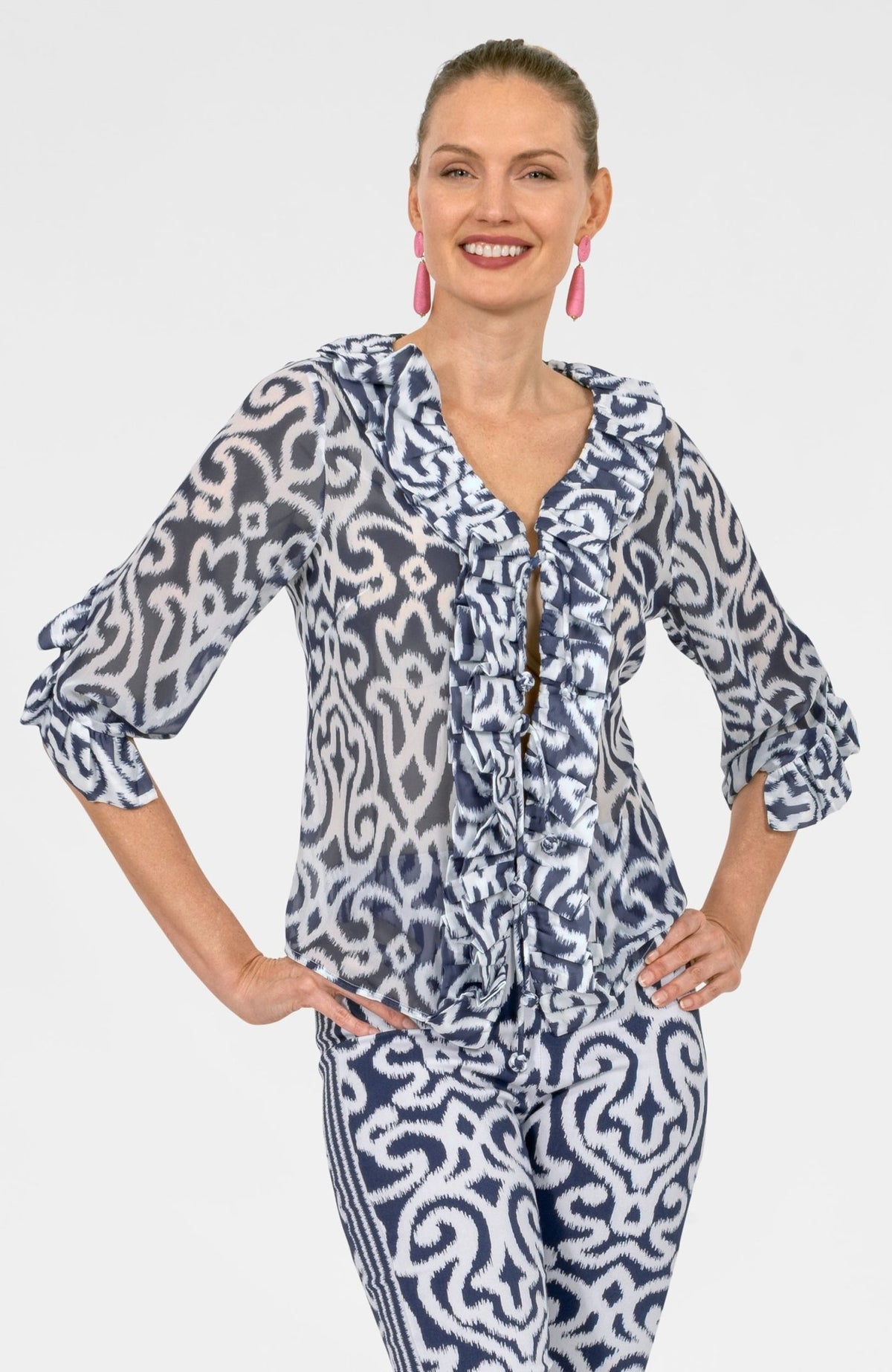 Rufflestilskin Top - Arabesque Navy