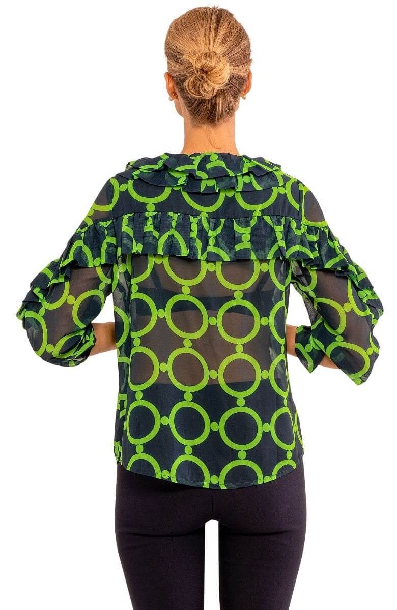 Rufflestiltskin Blouse - Dip & Dot - Final Sale Navy Kelly