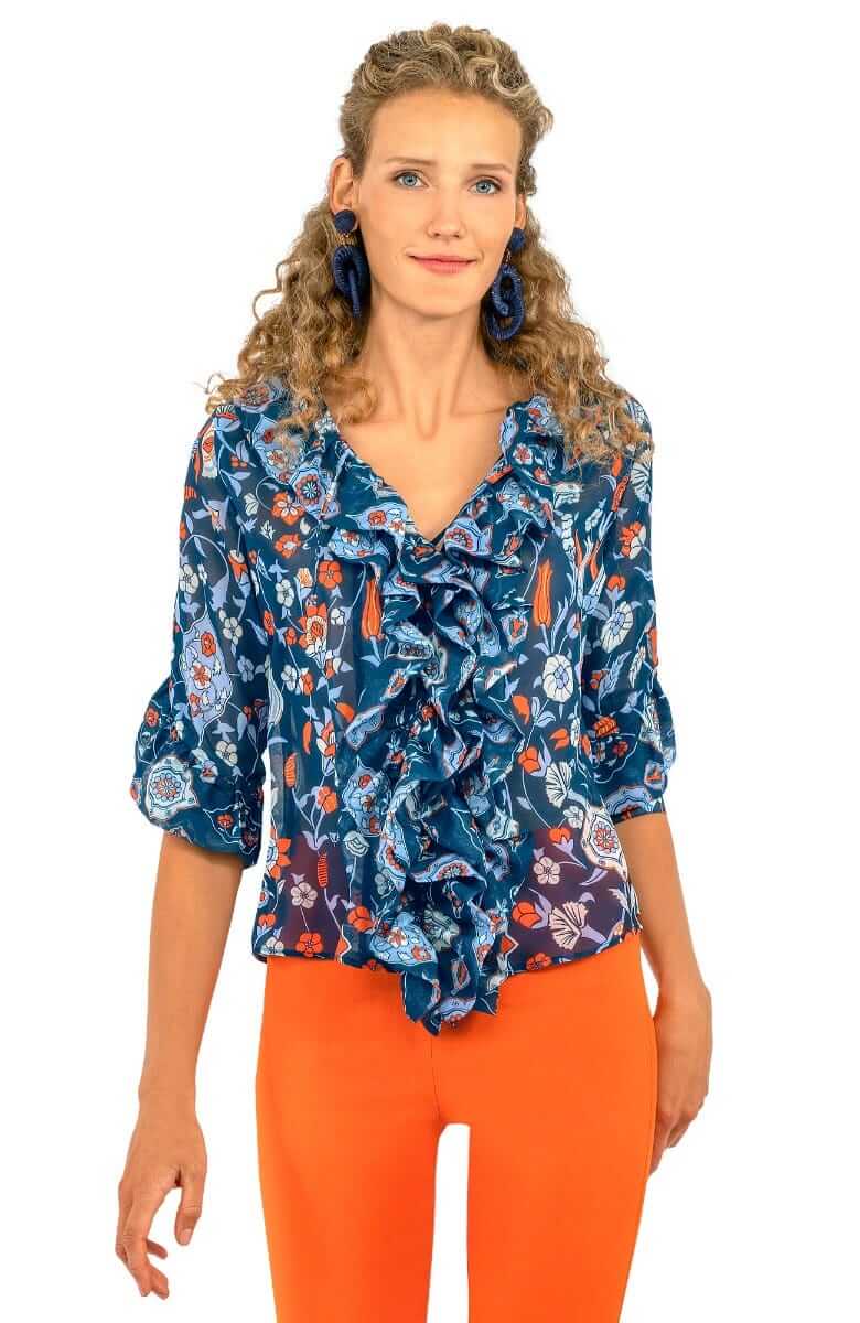 Rufflestiltskin Blouse - Topkapi - Final Sale Navy