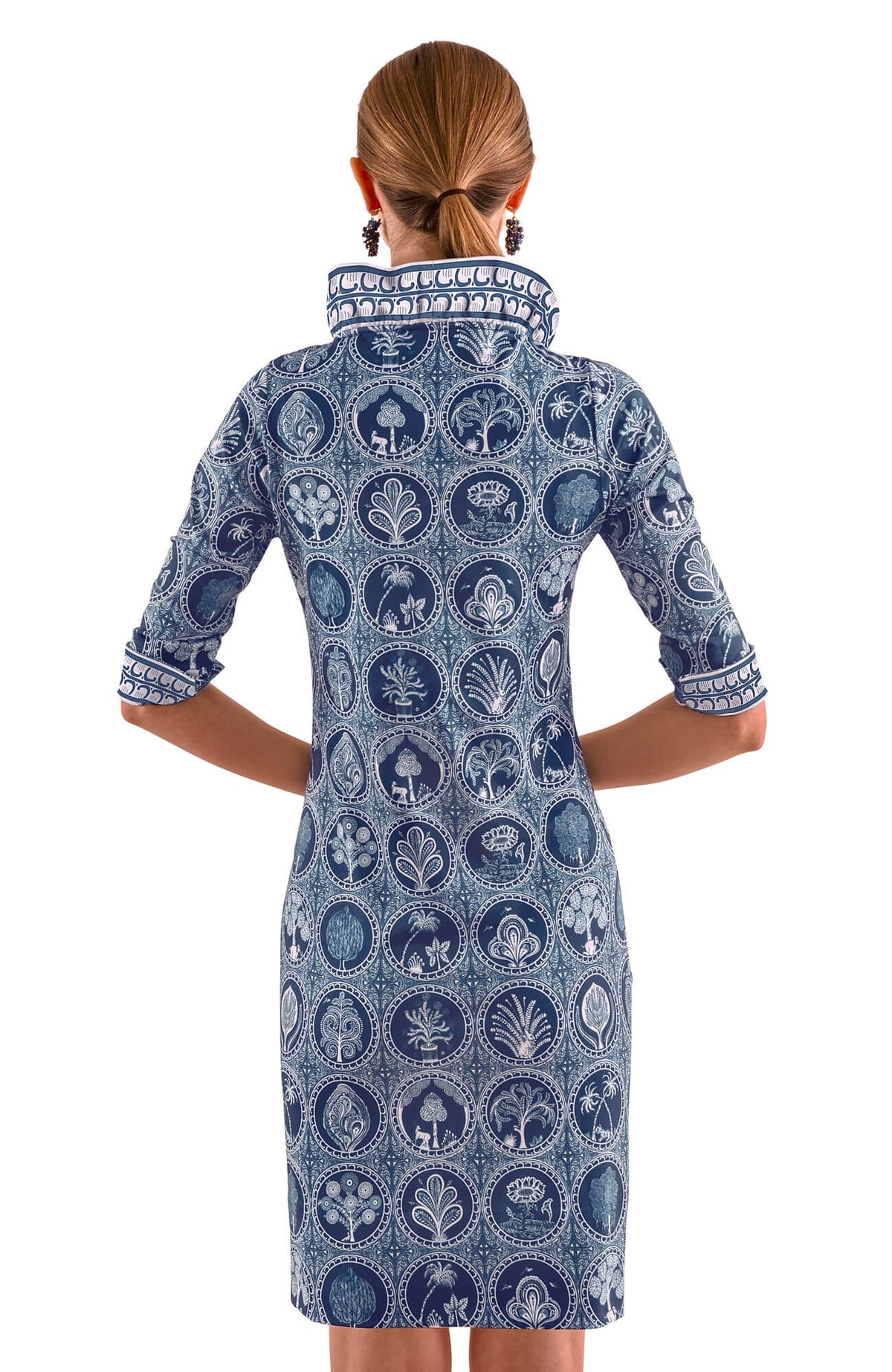 Ruffneck Dress - Circle Of Love Navy White