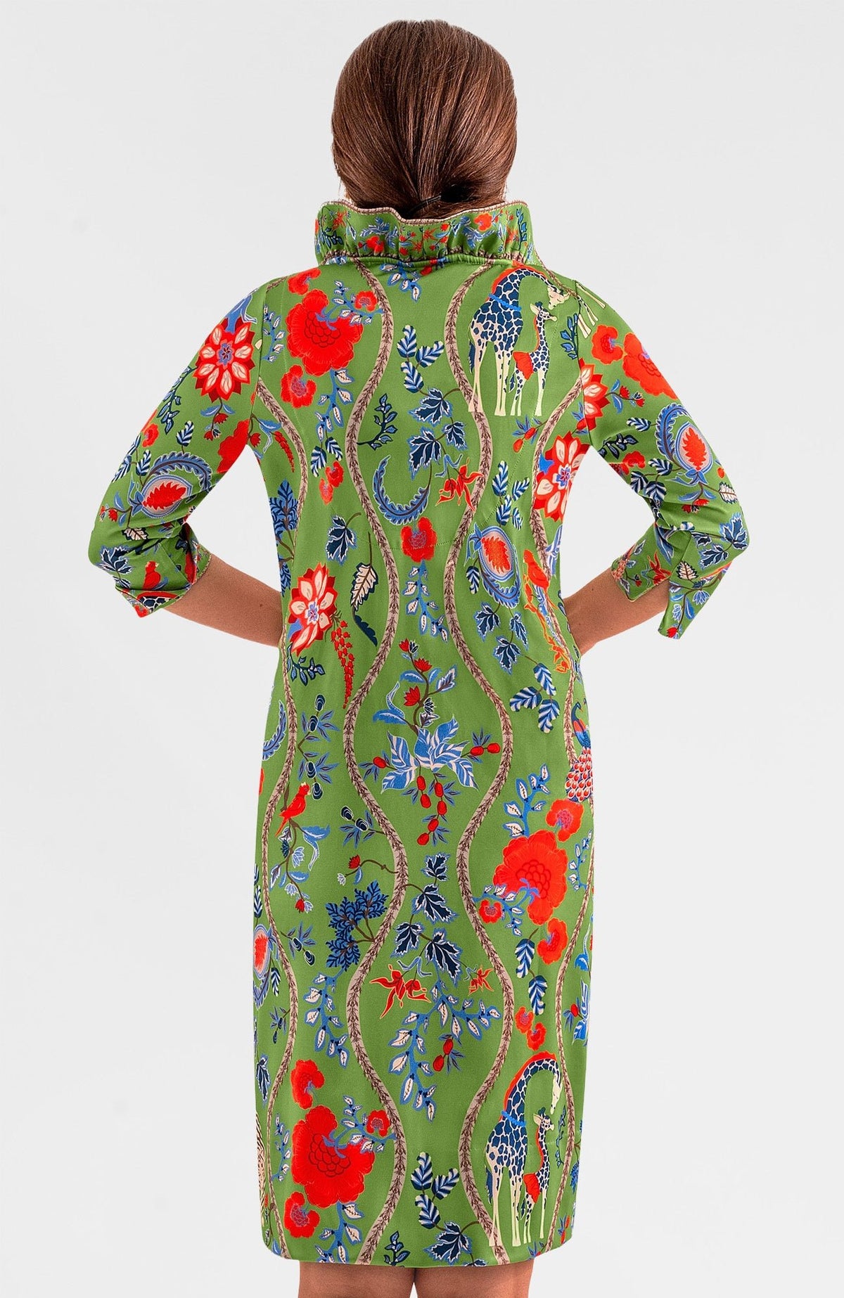 Ruffneck Dress - Jungle Symphony Olive