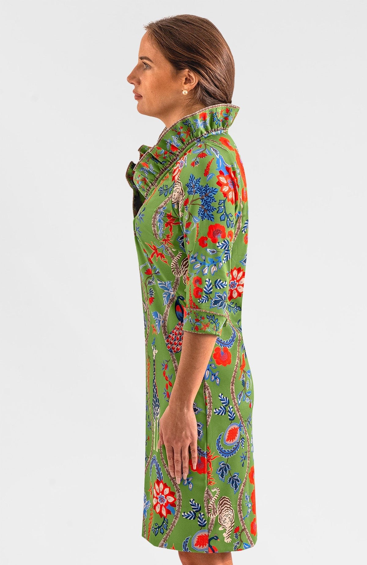 Ruffneck Dress - Jungle Symphony Olive
