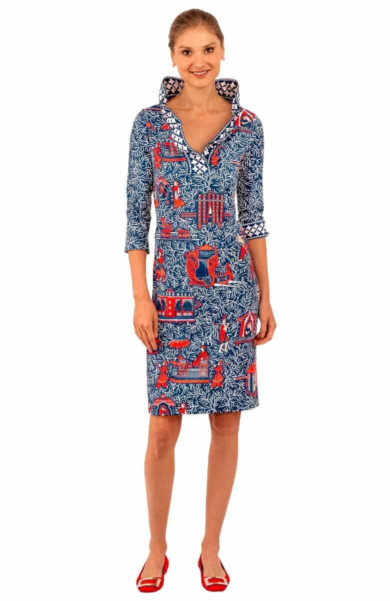 Ruffneck Dress - Palanquin Party - Final Sale Navy