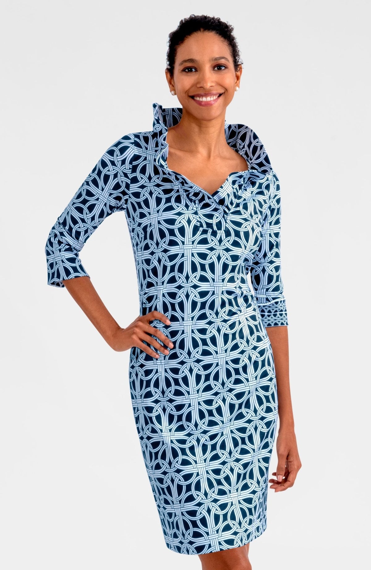 Ruffneck Dress - Ring Toss Navy