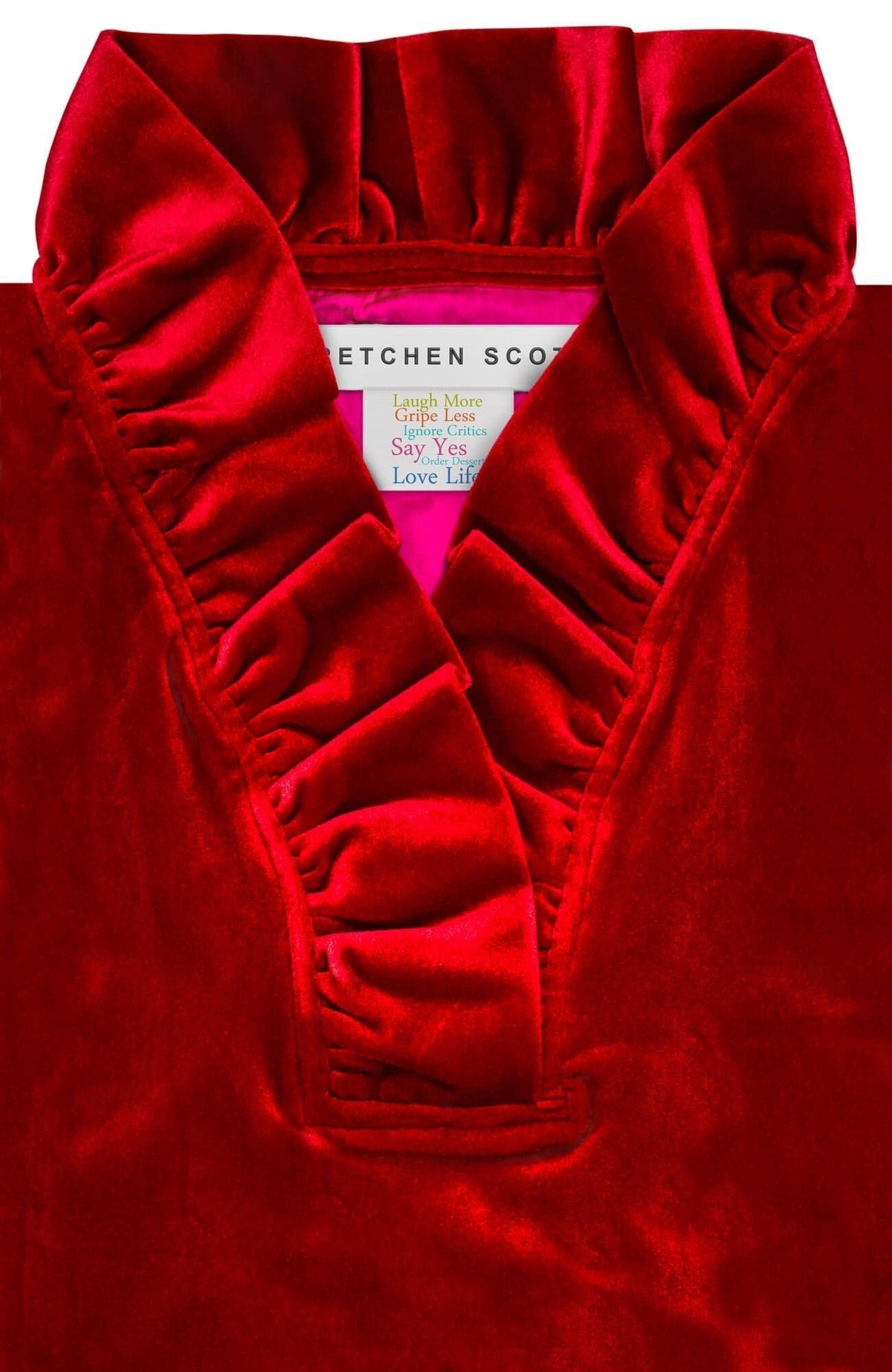 Ruffneck Dress - Silky Velvet Crimson