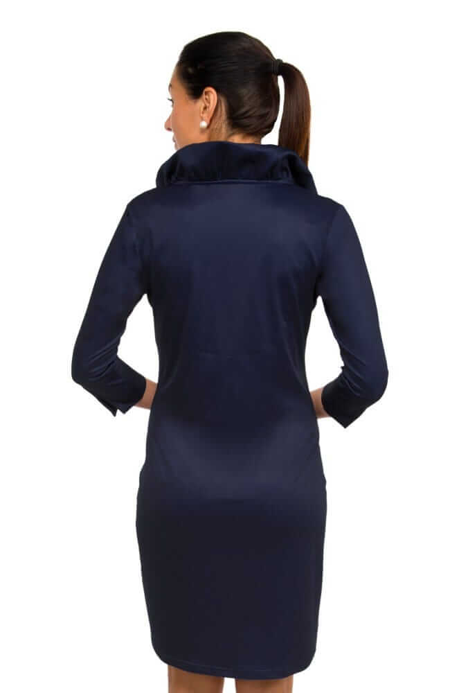 Ruffneck Dress - Solid Navy Kelly
