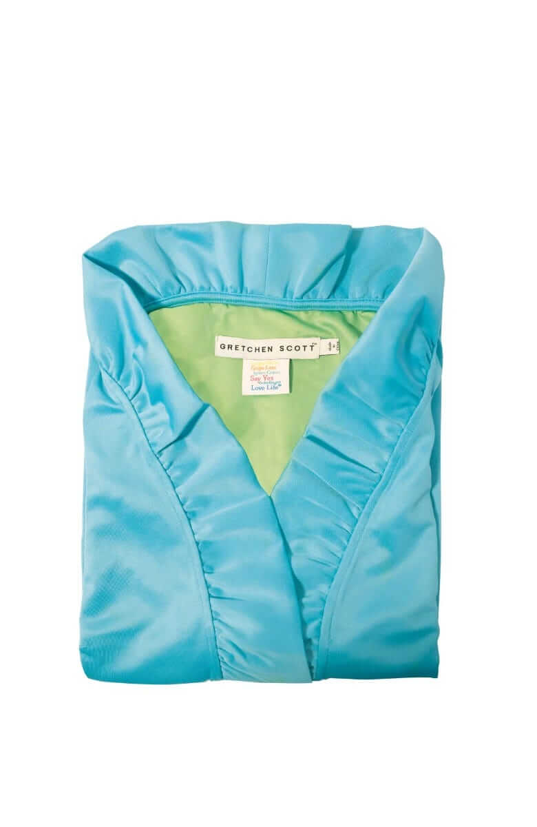 Ruffneck Dress - Solid Turquoise