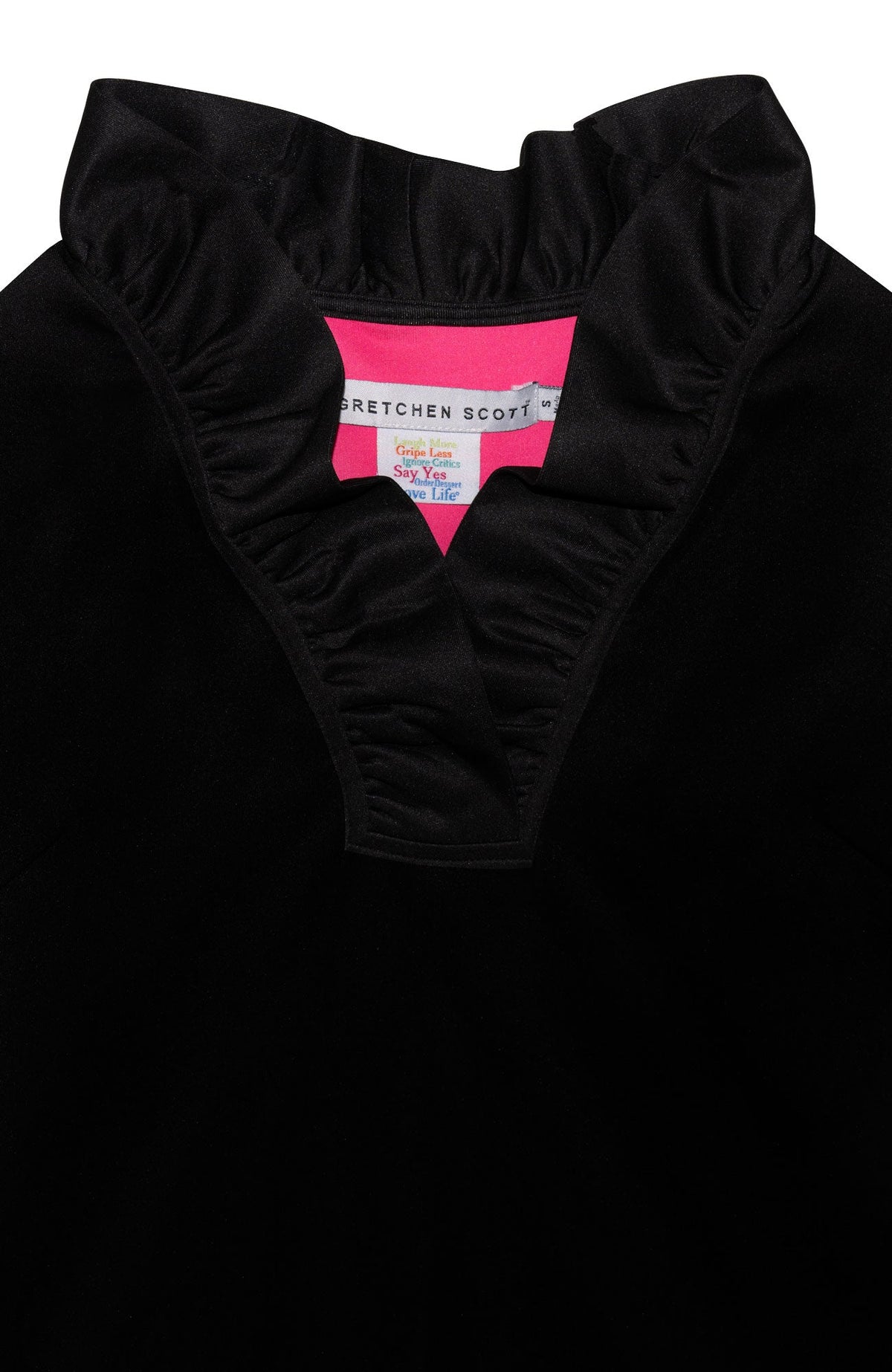 Ruffneck Dress - Solid Black Pink