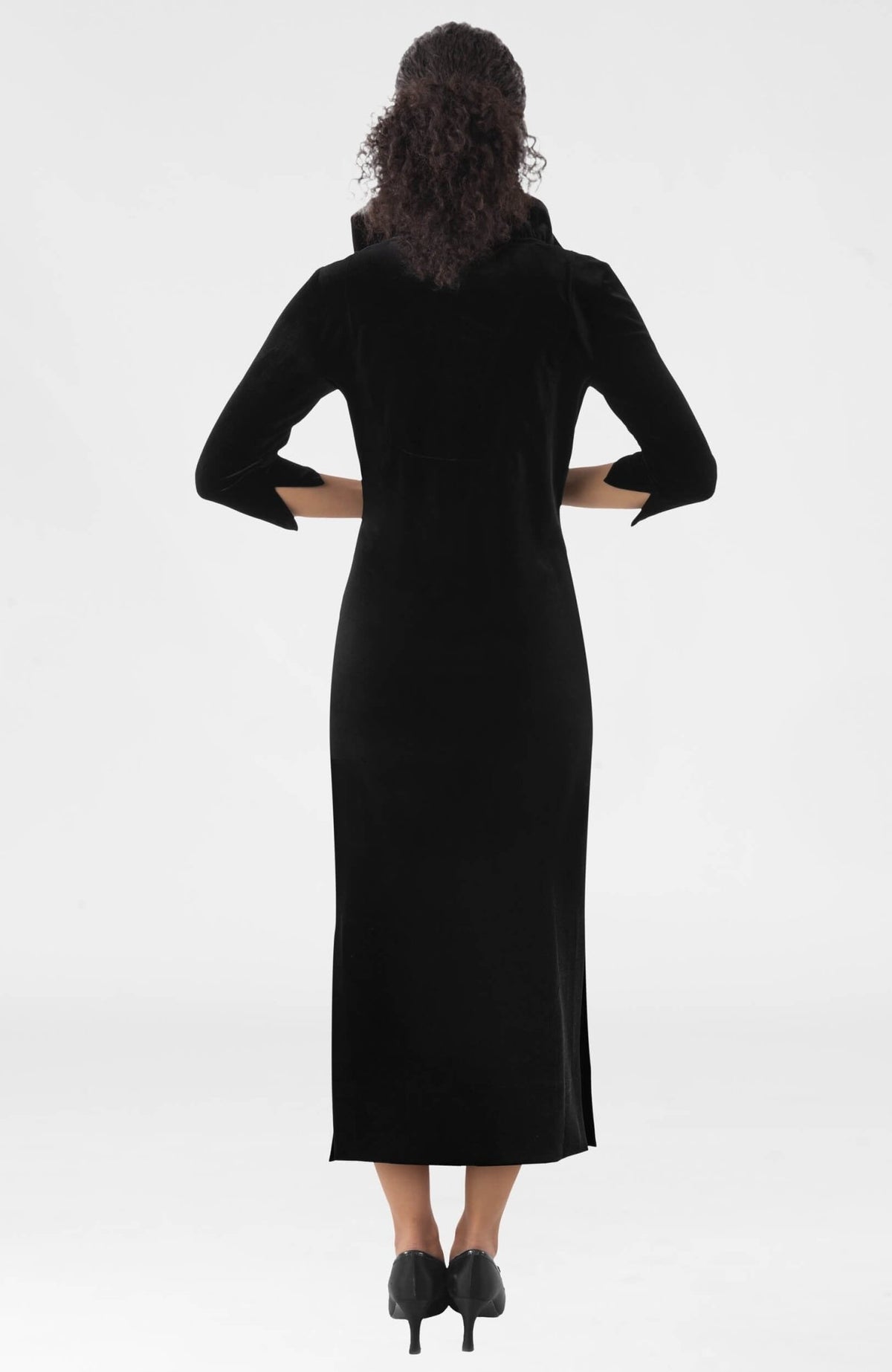 Ruffneck Midi Maxi Dress - Silky Velvet Black