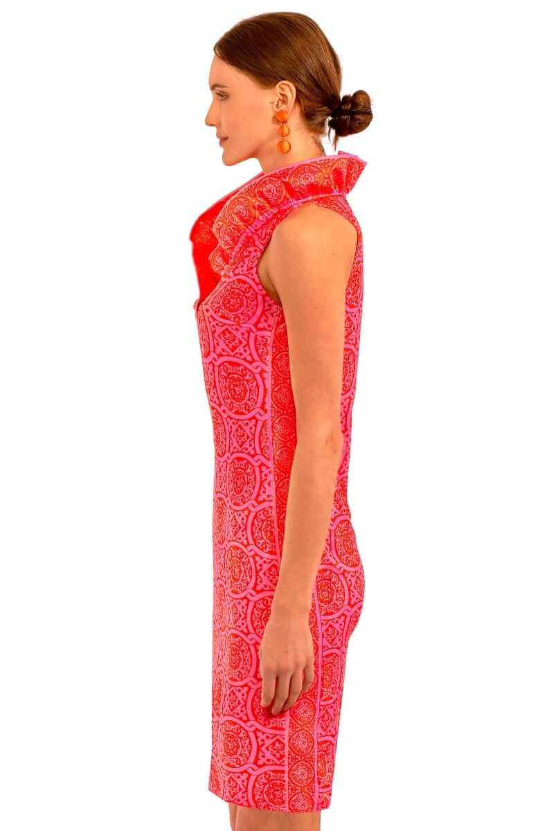 Ruffneck Sleeveless Dress - Sultan's Dining Room - Final Sale Pink Red