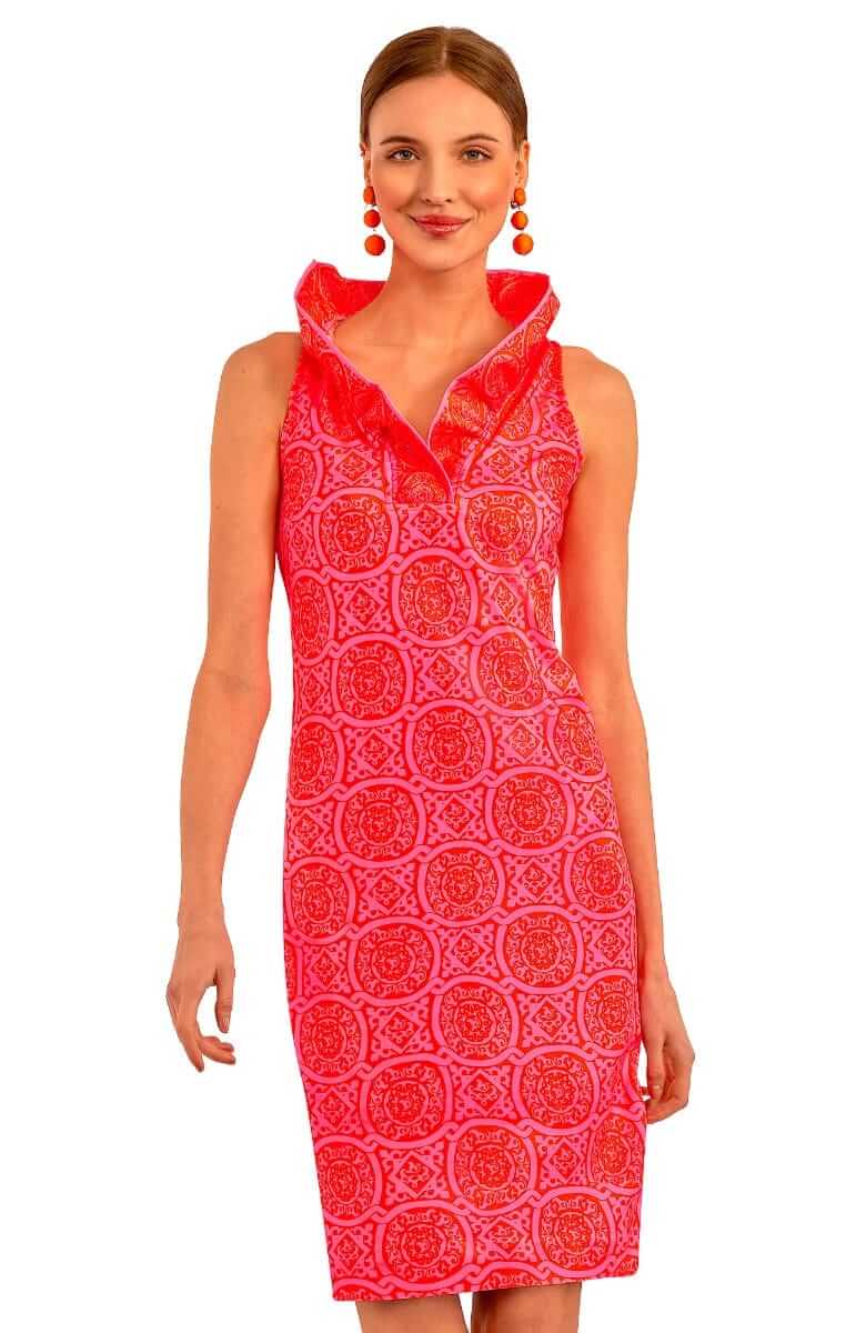 Ruffneck Sleeveless Dress - Sultan's Dining Room - Final Sale Pink Red