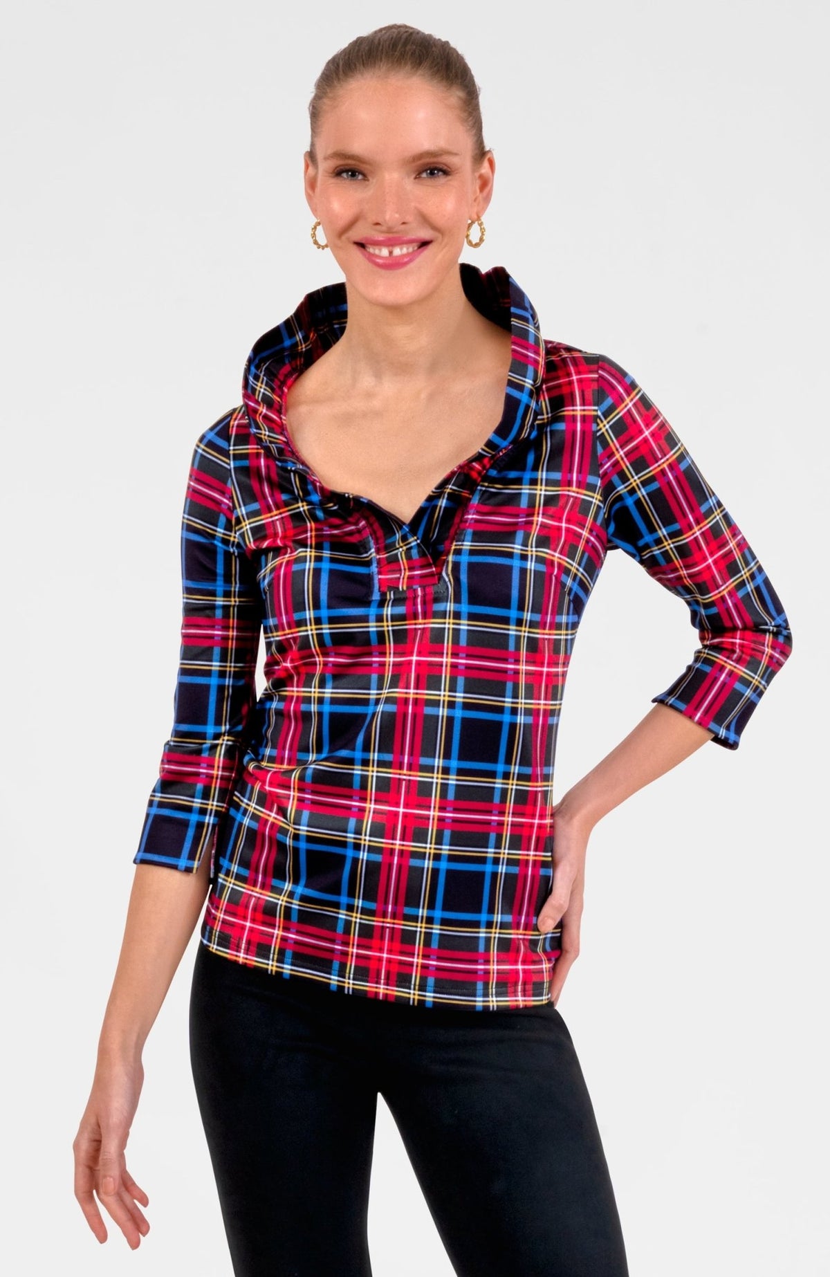 Ruffneck Top - Stewart Plaid Black Multi