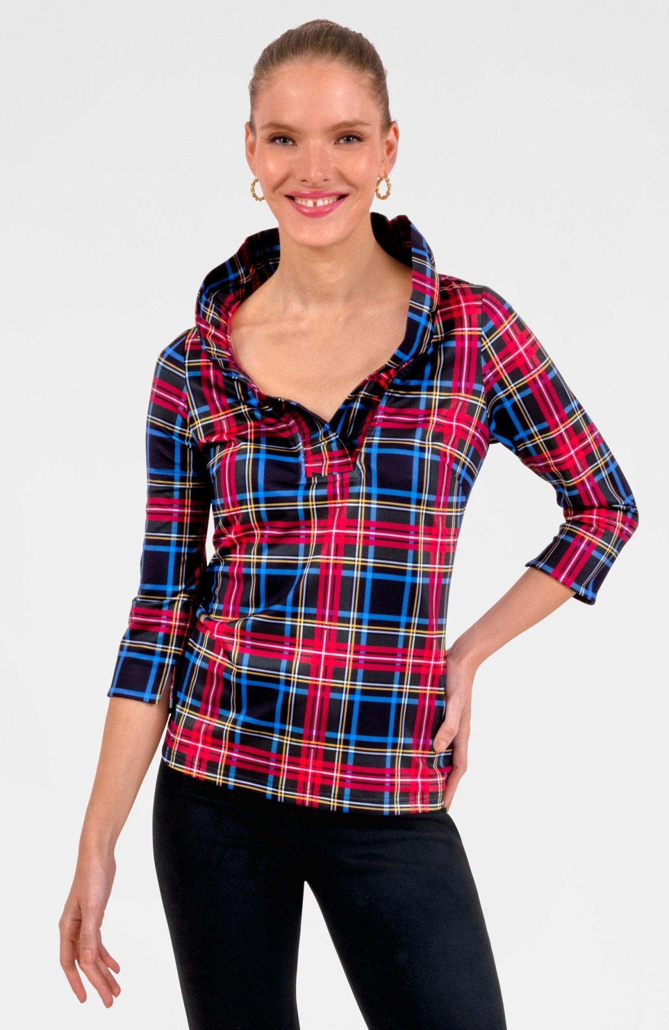 Ruffneck Top - Stewart Plaid Black Multi