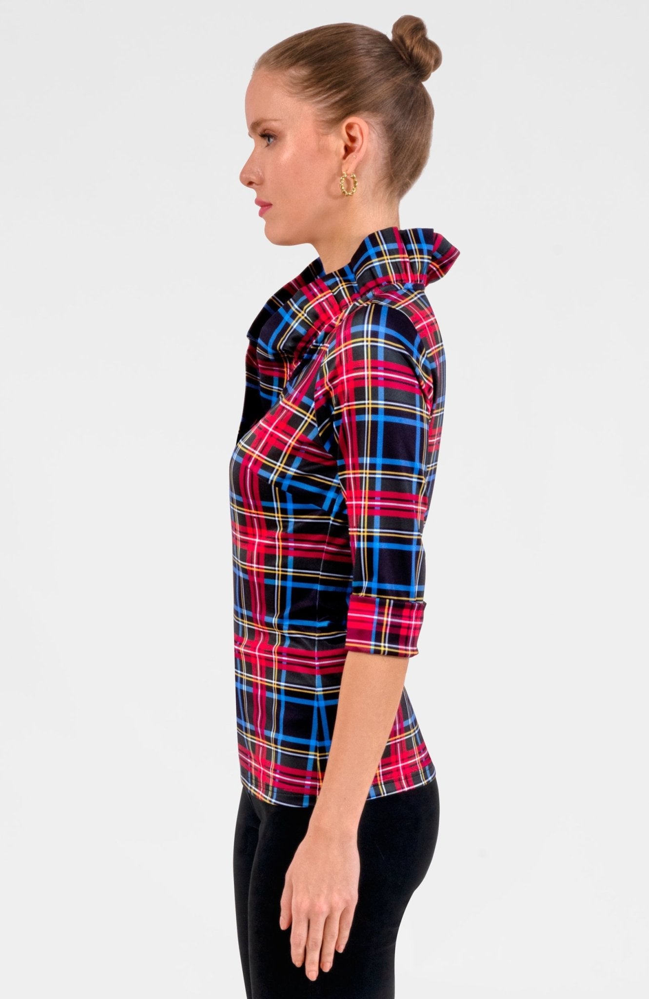 Ruffneck Top - Stewart Plaid Black Multi