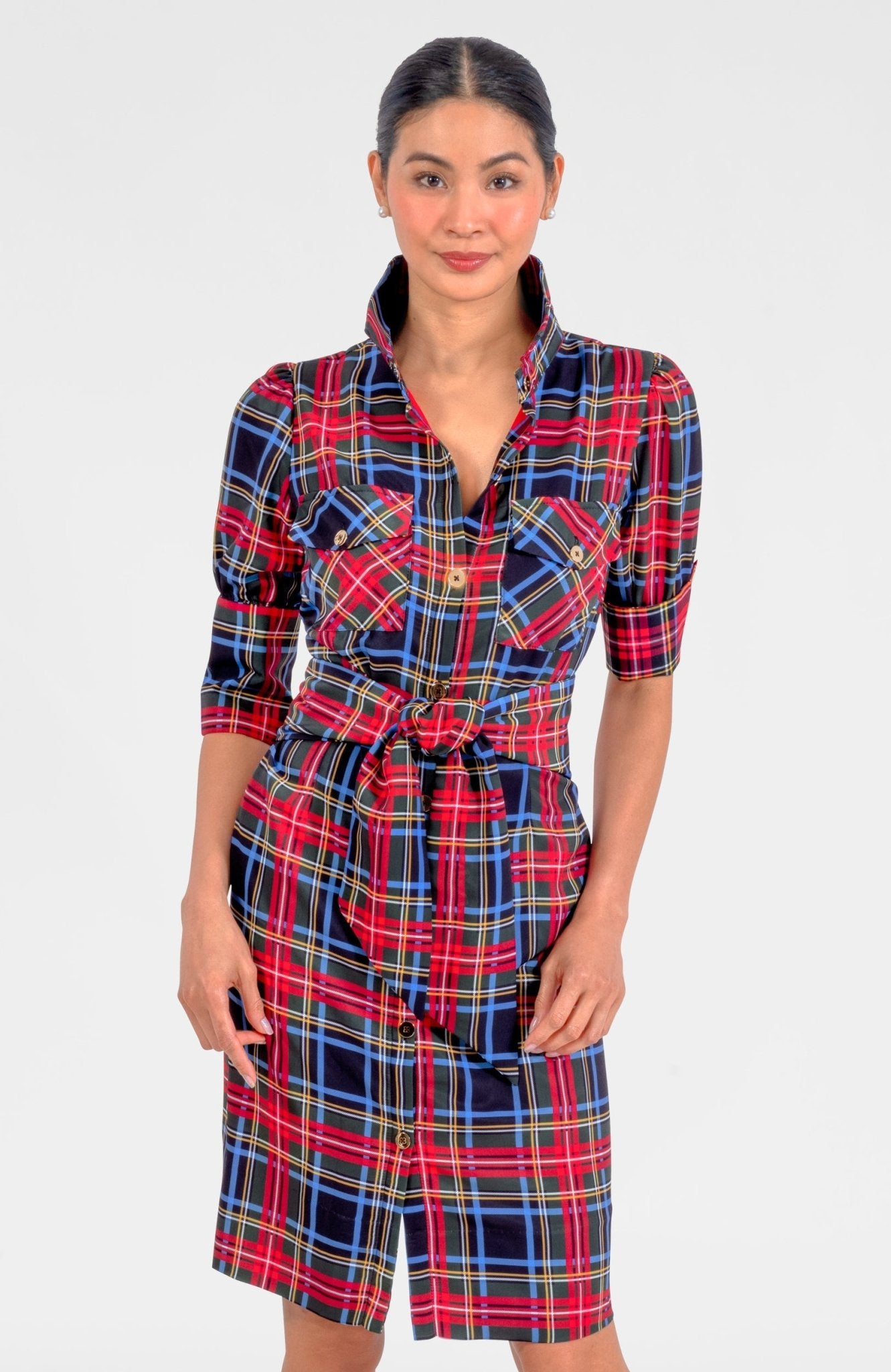 Safari Barbie Dress - Stewart Plaid Black Multi