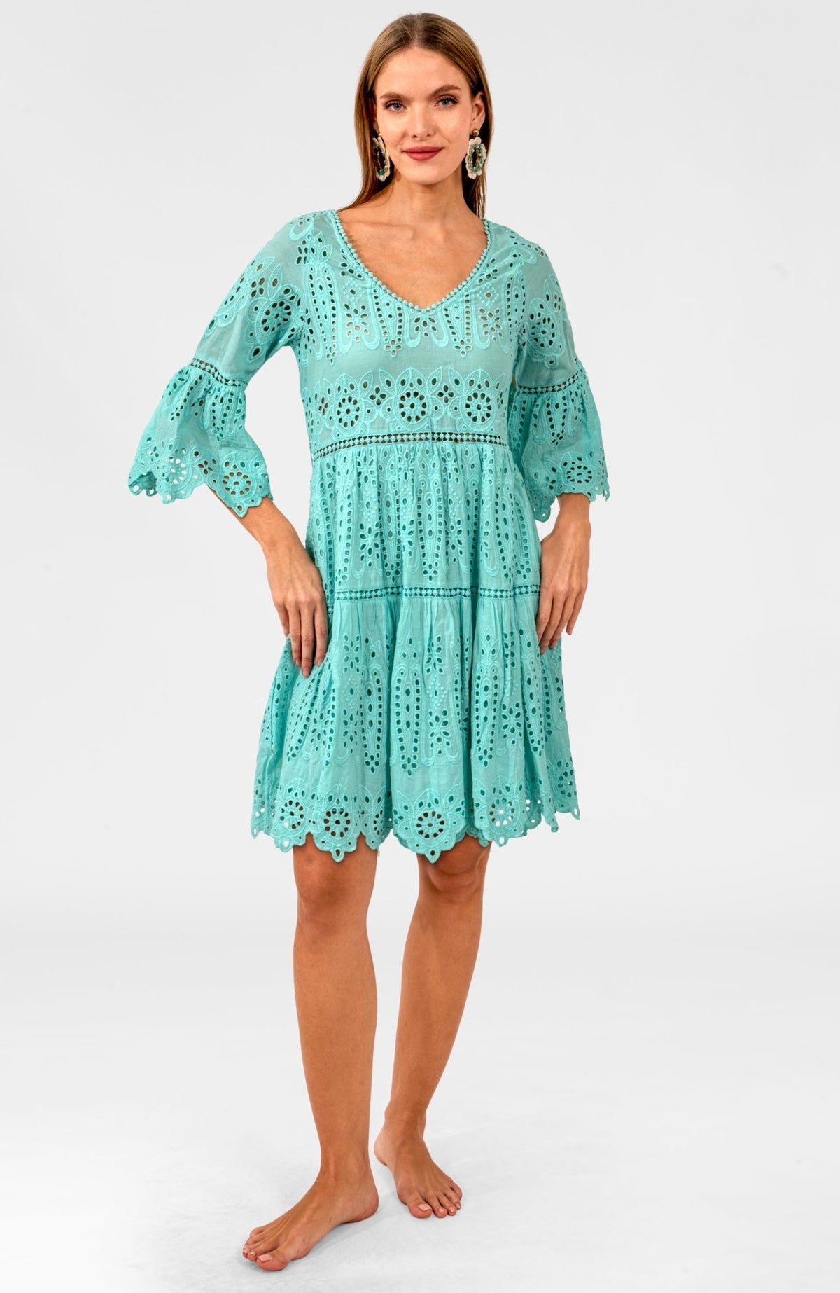 Saucy Dress - Eyelet Turquoise