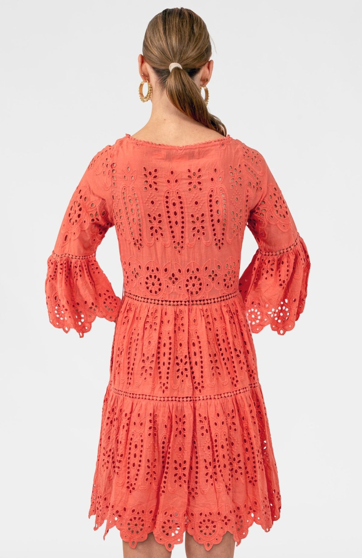 Saucy Dress - Eyelet Coral