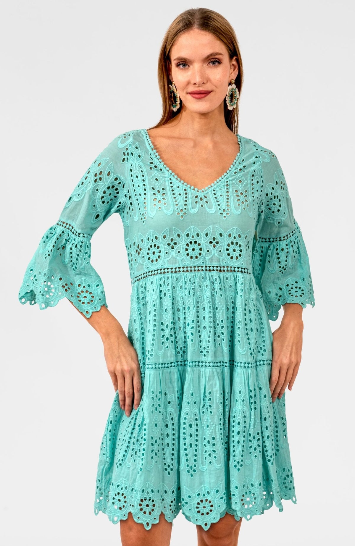 Saucy Dress - Eyelet Turquoise