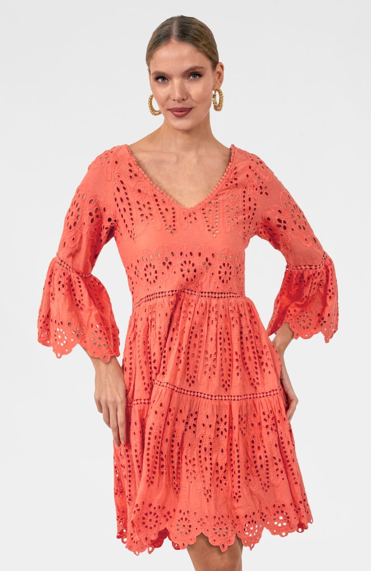 Saucy Dress - Eyelet Coral