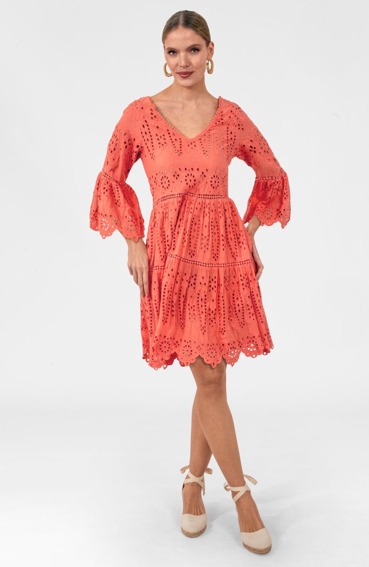 Saucy Dress - Eyelet Coral