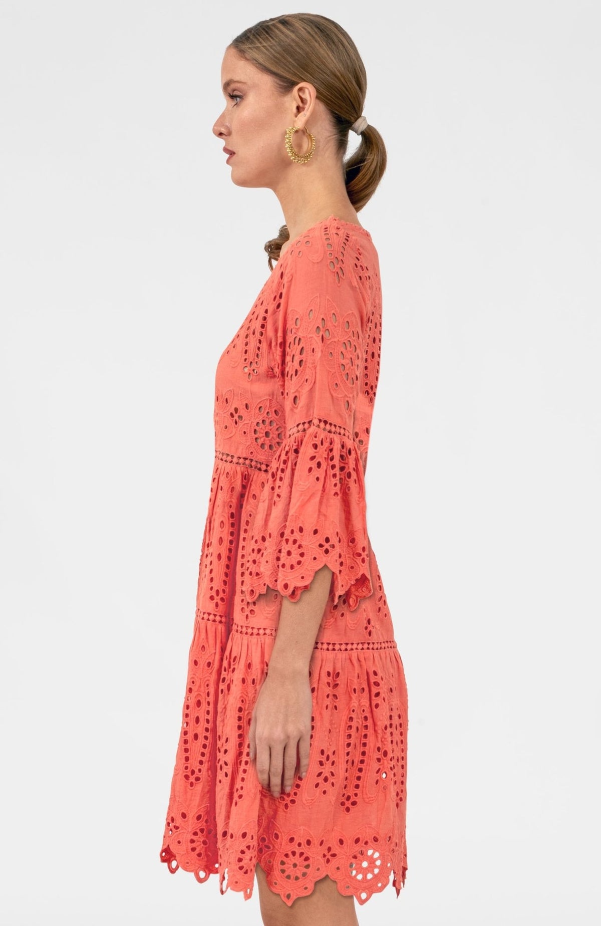 Saucy Dress - Eyelet Coral