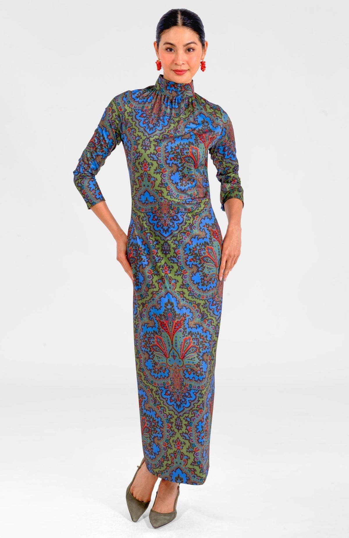 Scorching Hot Dress - Passion Paisley Olive