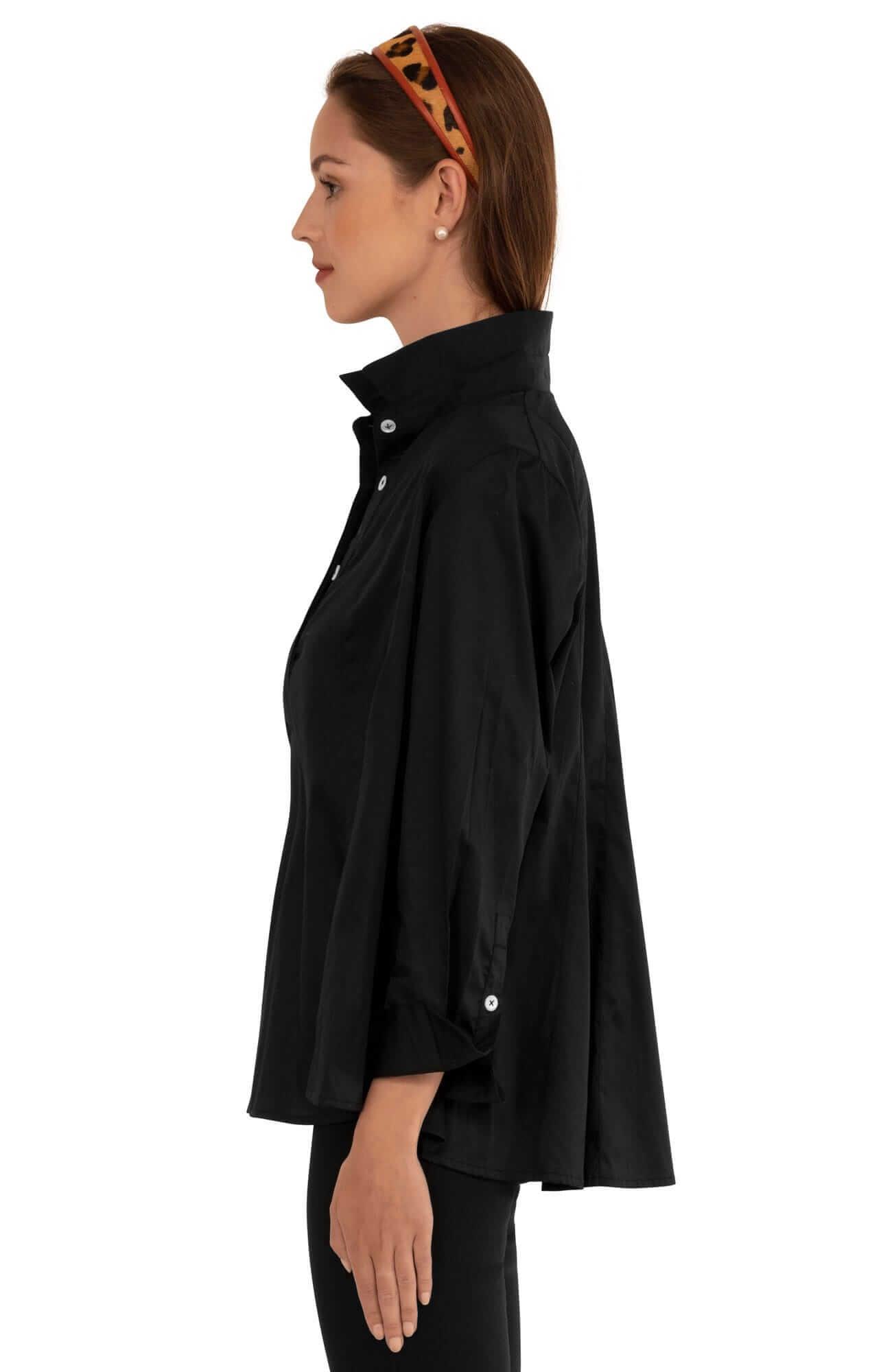Seamed Cotton Top - Solid - Final Sale Black