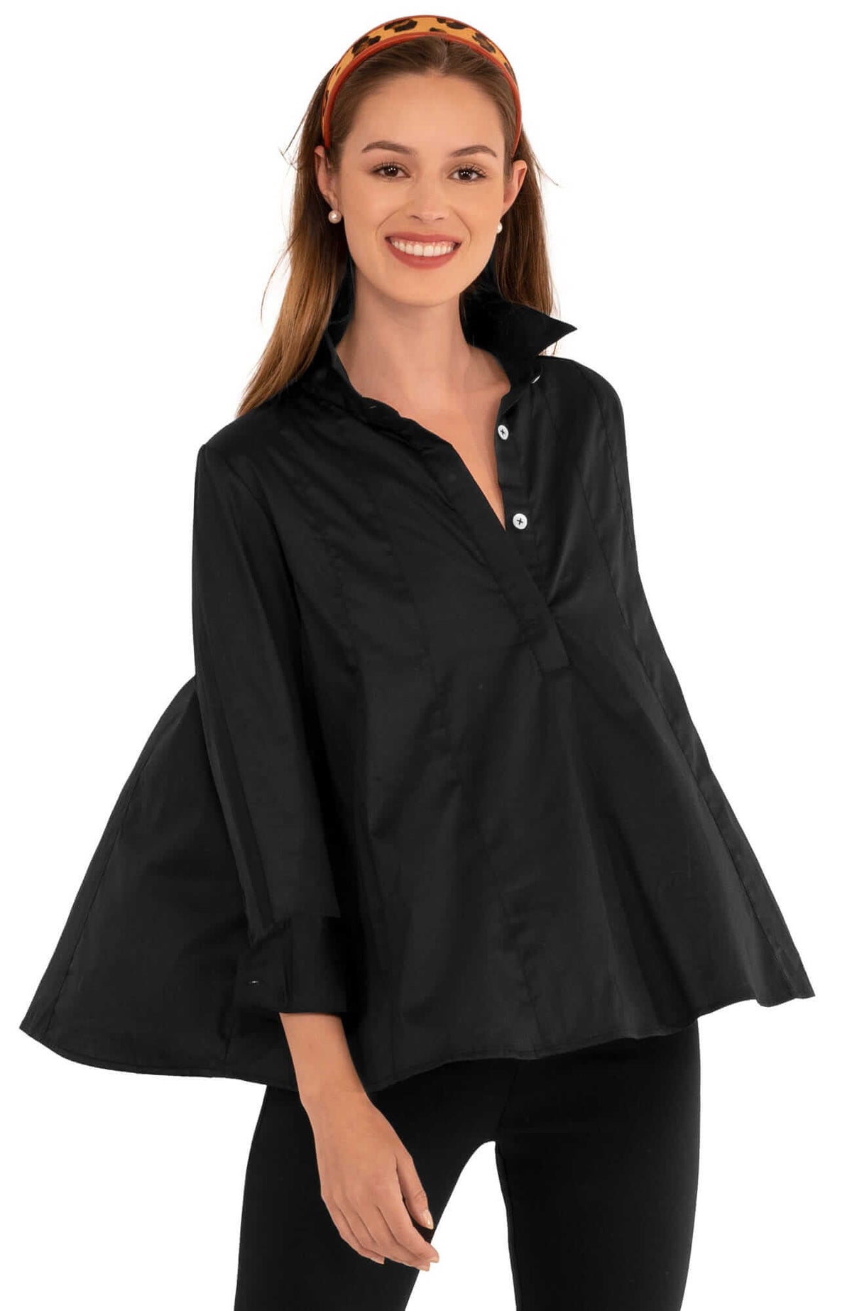 Seamed Cotton Top - Solid Black