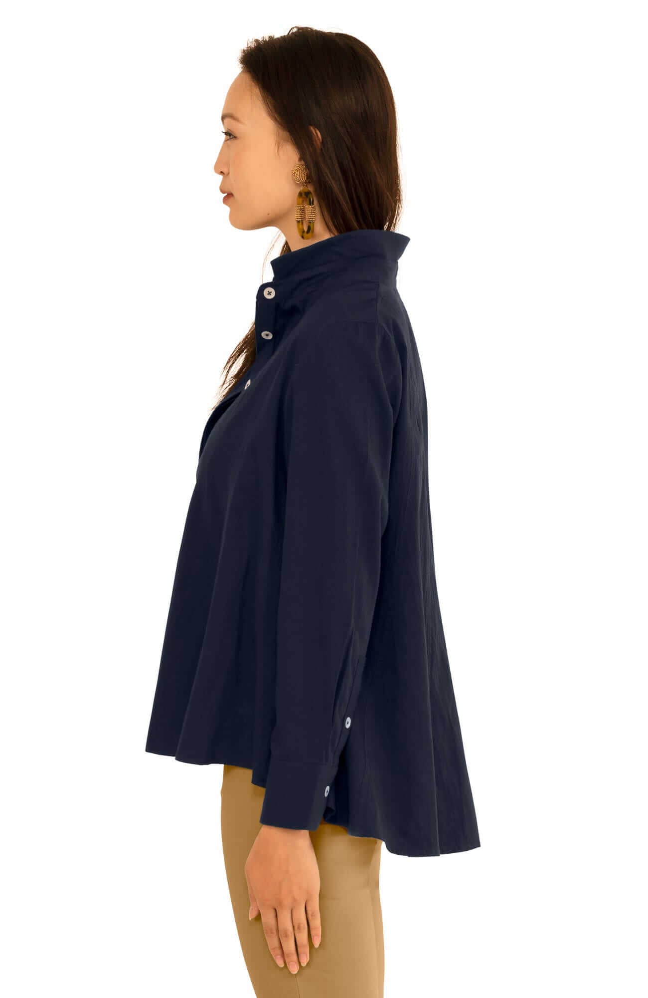 Seamed Cotton Top - Solid Navy