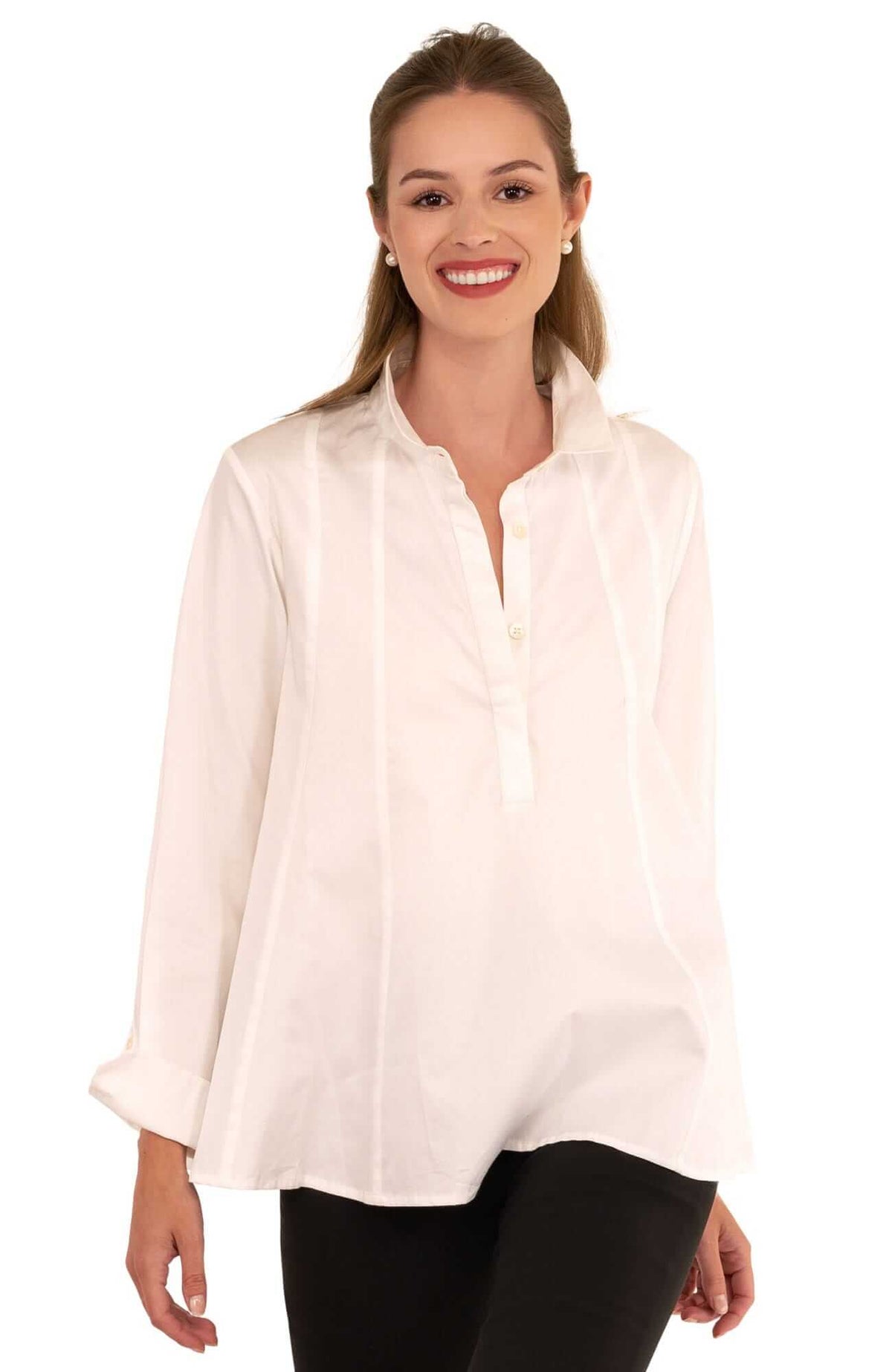 Seamed Cotton Top - Solid White