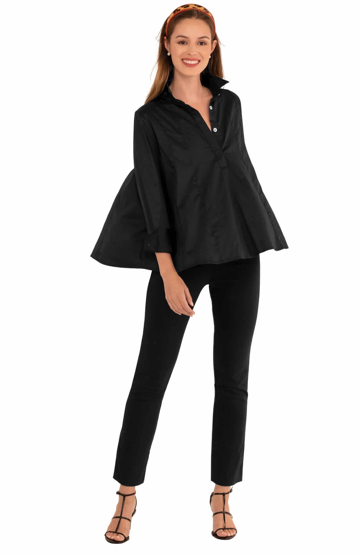 Seamed Cotton Top - Solid Black