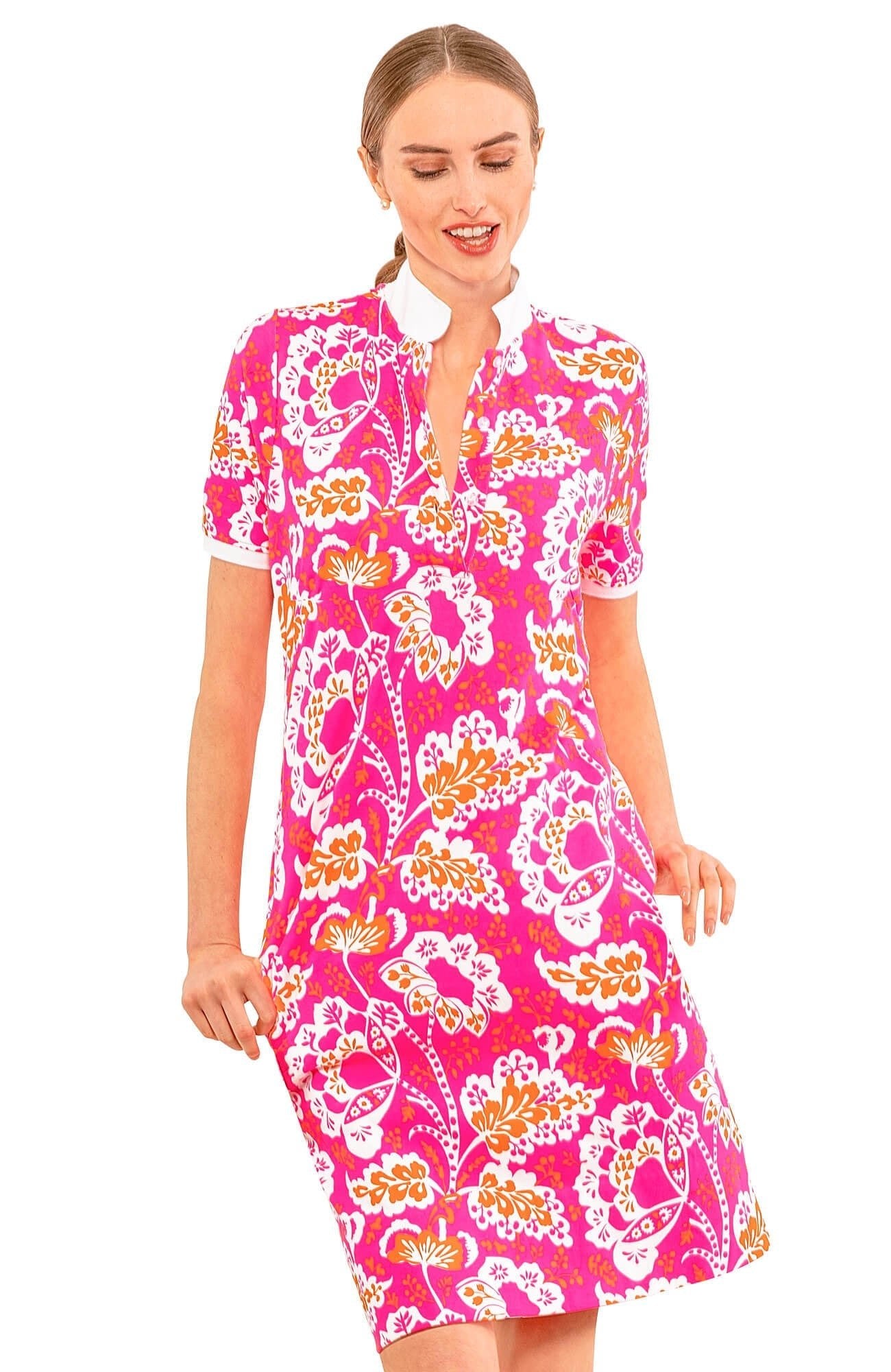 Serve It Up Dress - Flora Pink Orange