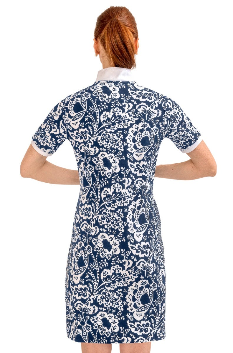 Serve It Up Dress - Flora - Final Sale Navy White
