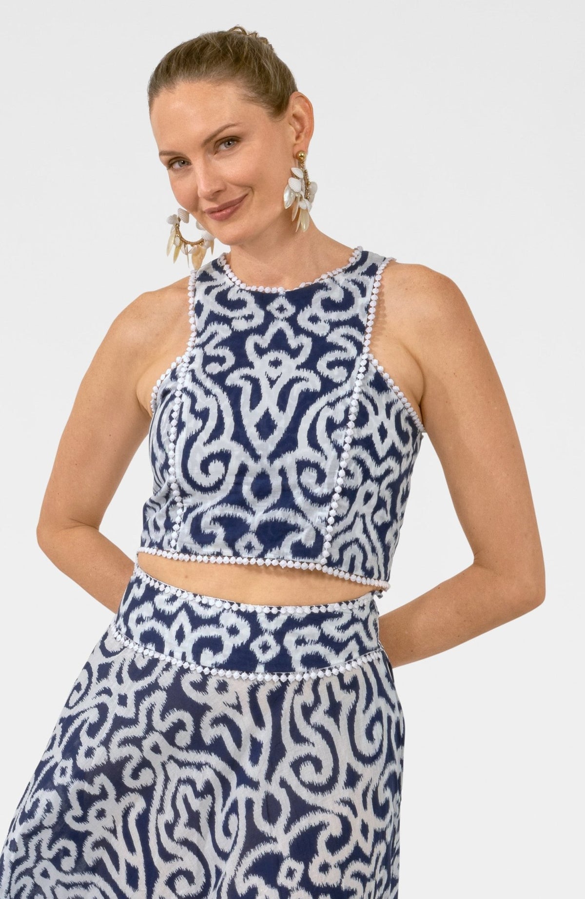 Sexy Summer Cotton Top - Arabesque Navy
