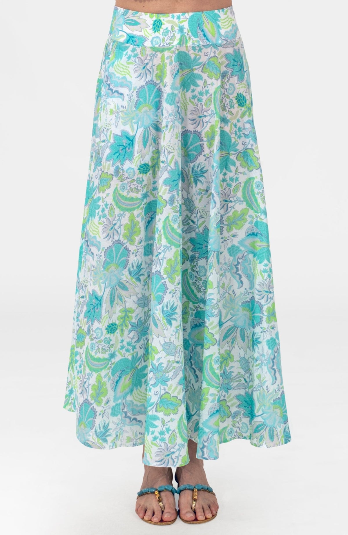 Sexy Summer Skirt - Blooming Party Ocean Turq