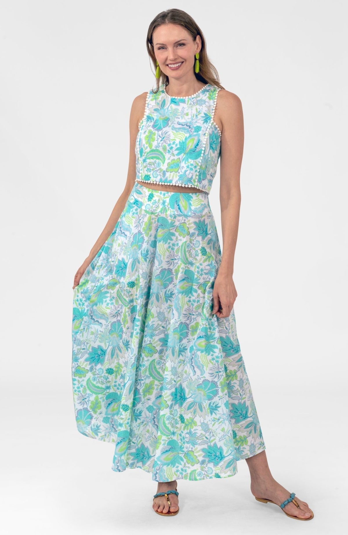 Sexy Summer Top - Blooming Party Ocean Turq