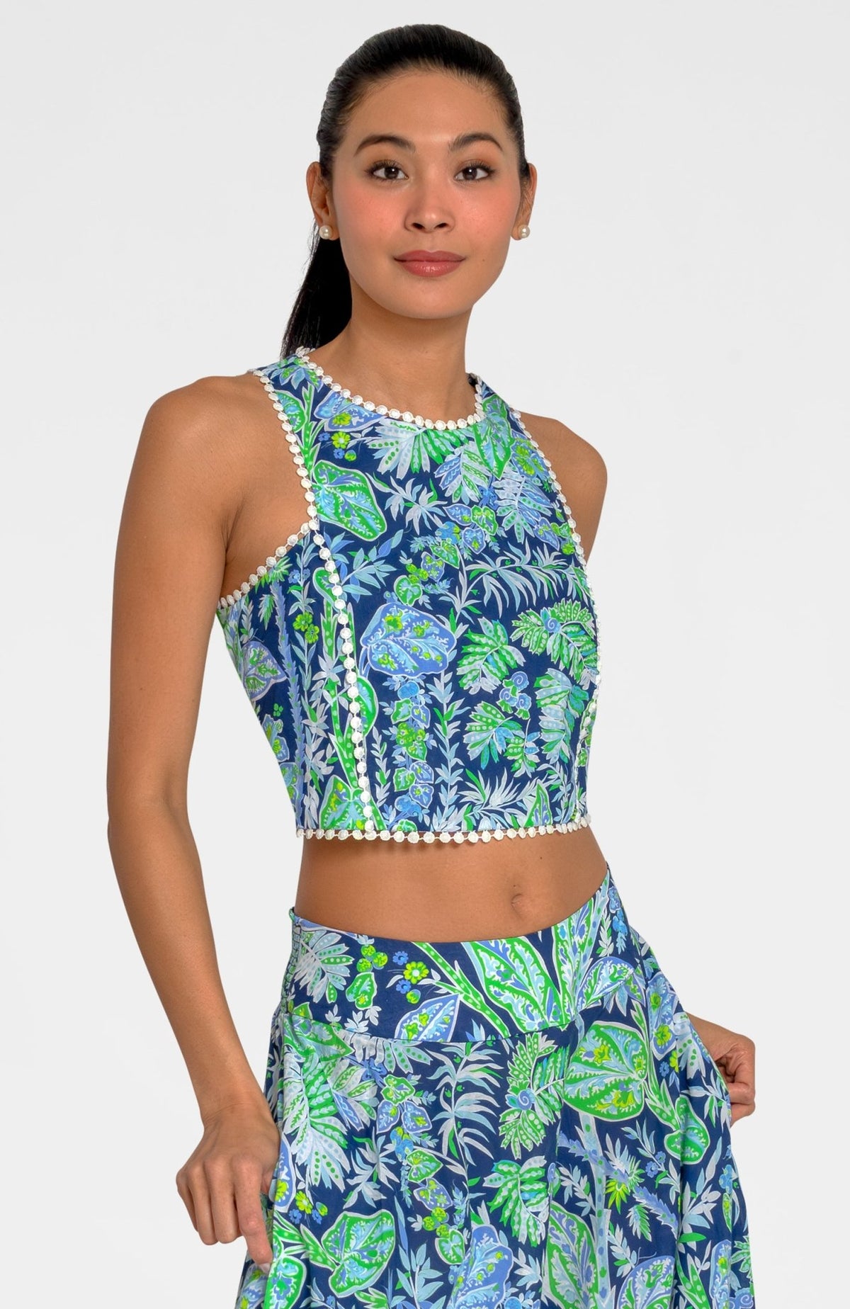 Sexy Summer Top - Vintage Vines Navy