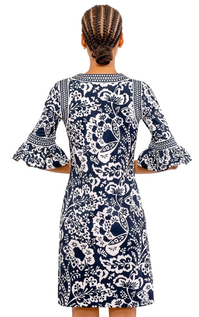 Shake Your Tushy Dress - Flora Navy