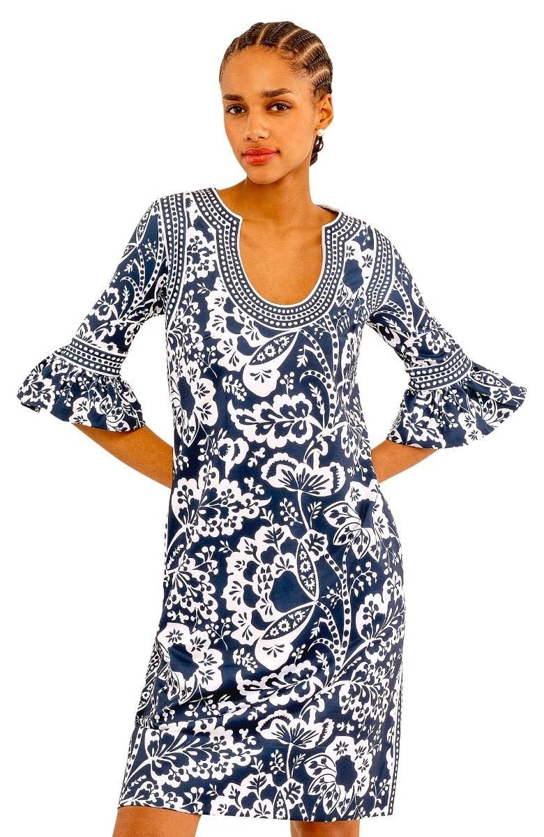 Shake Your Tushy Dress - Flora Navy