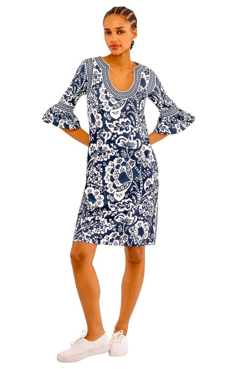 Shake Your Tushy Dress - Flora Navy