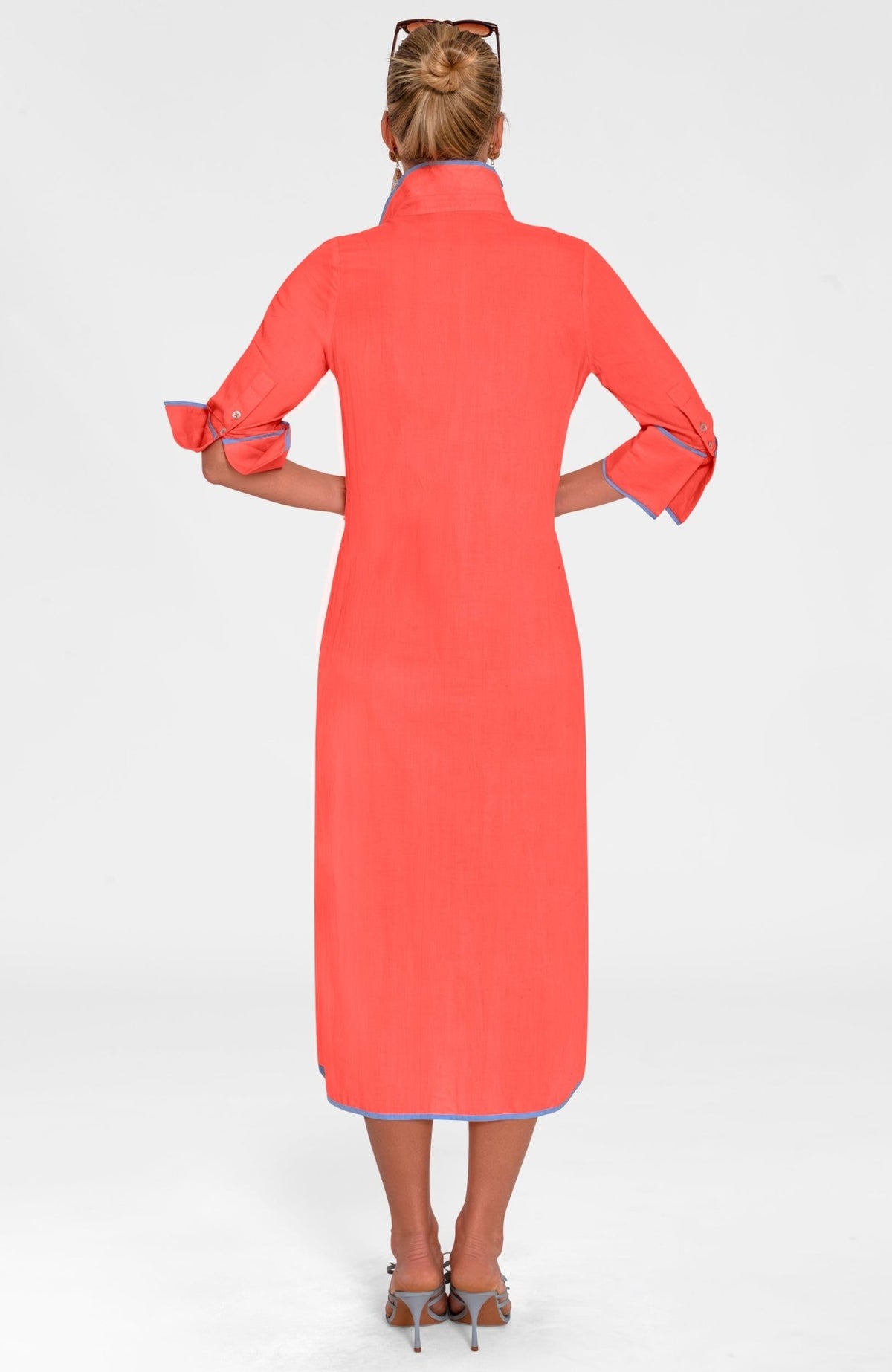 Shirt Tails Long Dress Coral