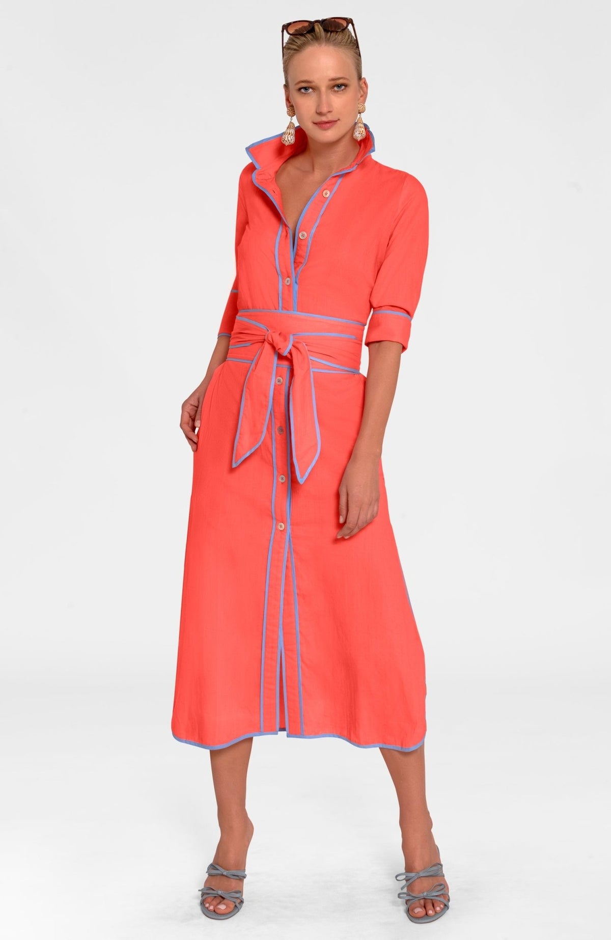 Shirt Tails Long Dress Coral