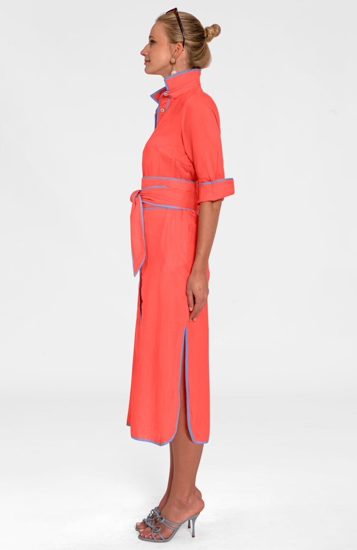 Shirt Tails Long Dress Coral