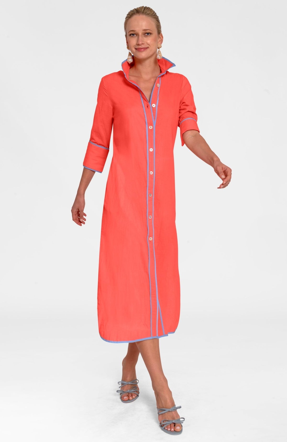 Shirt Tails Long Dress Coral