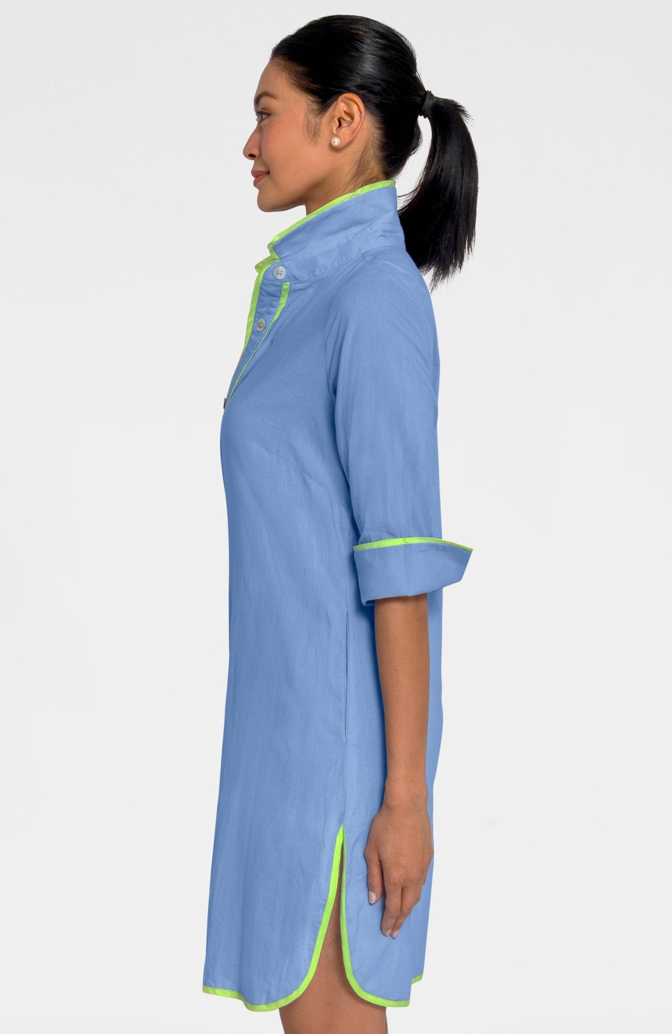 short cotton shirt dress Women's Poplin Short Sleeve Ruffle Shirt Dress in Classic White, Size Medium, Organic Cotton by Quince