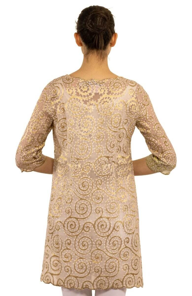 Silk Embroidered Duster Gold