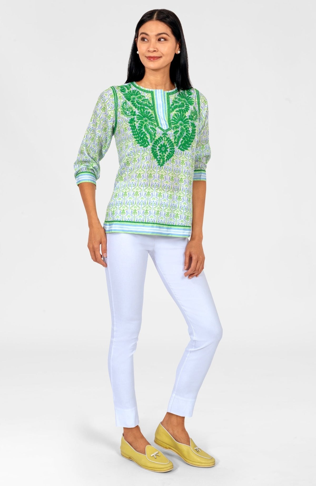 Silk Embroidered Tunic - Smell The Roses Kelly Peri