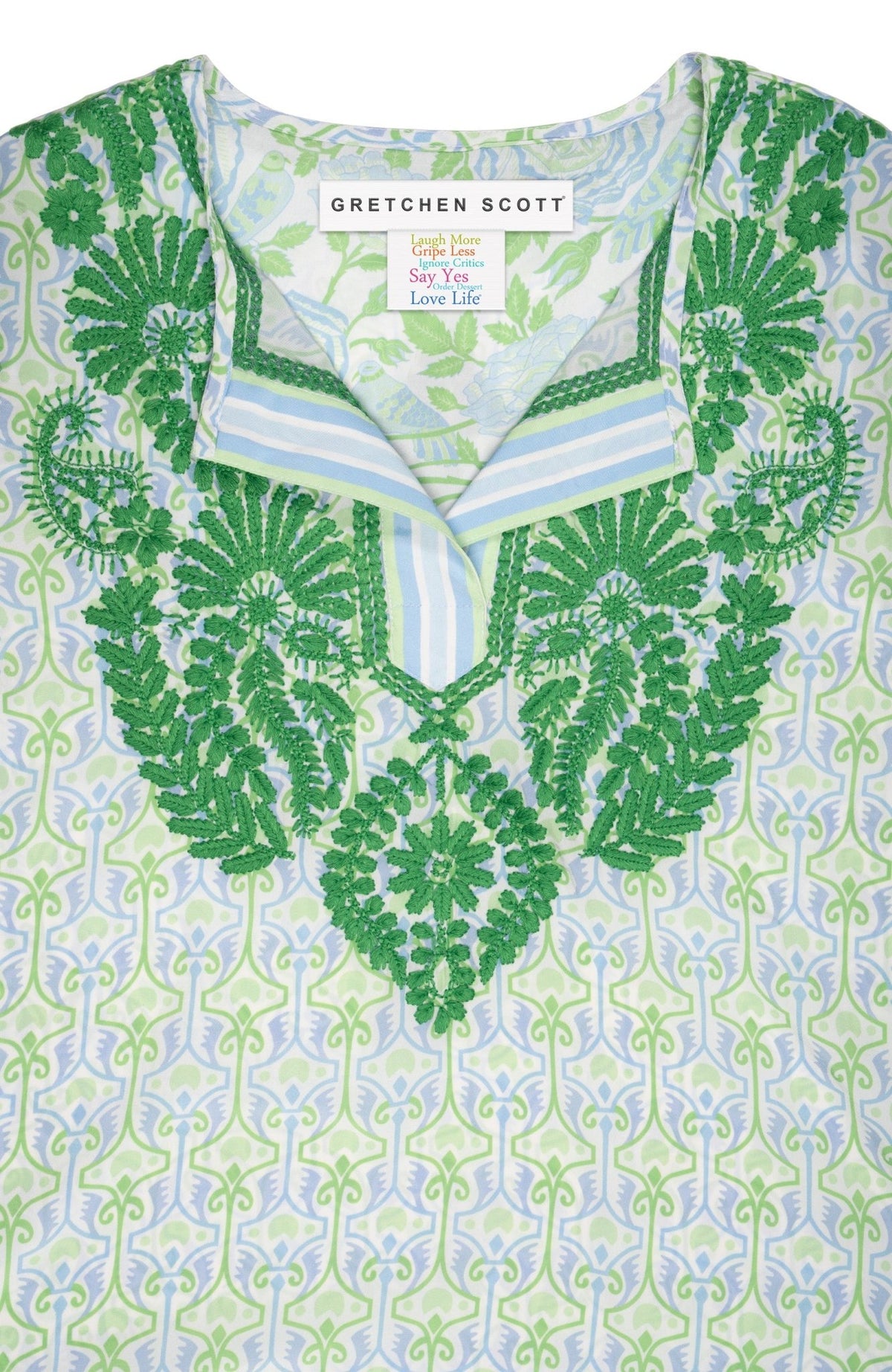 Silk Embroidered Tunic - Smell The Roses Kelly Peri