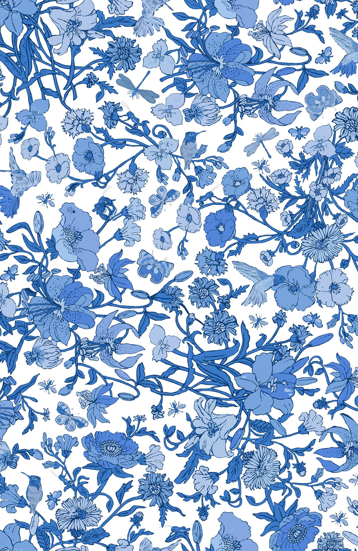 Silk Hand Embroidered Tunic - Birds & the Bees Blues