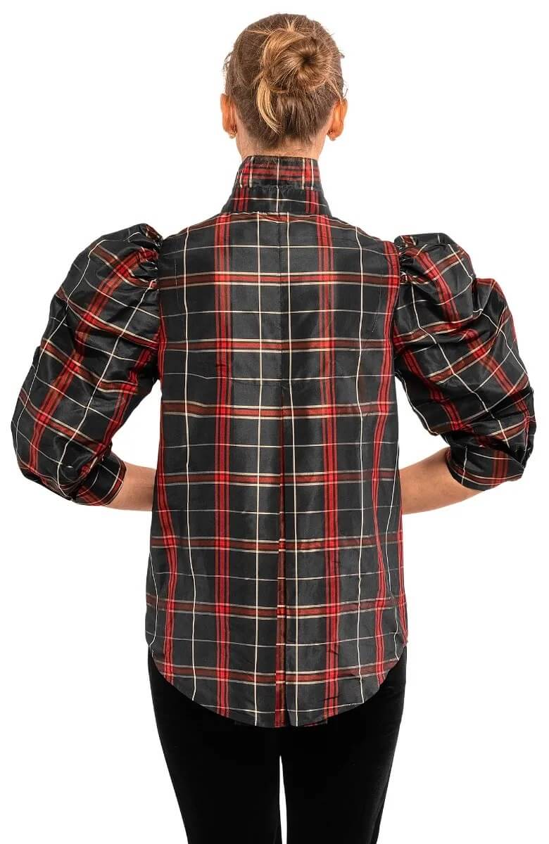 Silk Juliette Blouse - Plaid Black